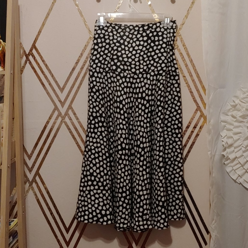 Vintage Silk black and white dot long skirt